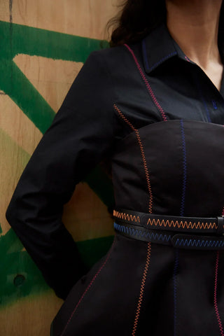 Vestido Chemise Elena Algodão Preto Vestuario Larroudé x Jonathan Cohen