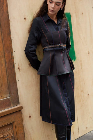 Vestido Chemise Elena Algodão Preto Vestuario Larroudé x Jonathan Cohen