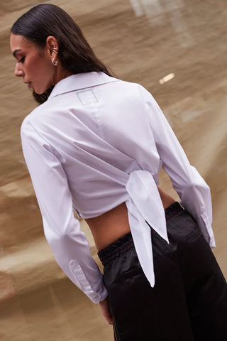 Blusa Amarração Rose Algodão Branco Vestuario Larroudé x Jonathan Cohen