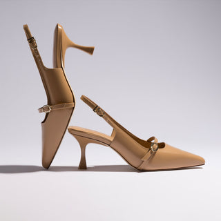 Slingback Ines Couro Bege