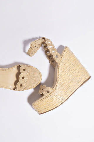 Sandália Anabela Florence Ráfia Natural Sandal Larroudé