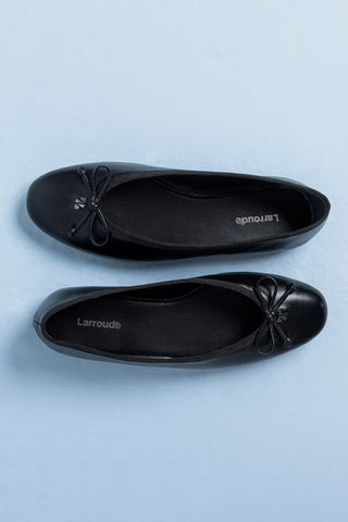 Sapatilha Pavlova Couro Preto Ballerina Larroudé