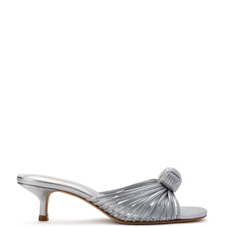 Mule Valerie Couro Prateado