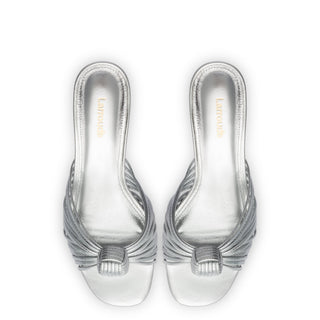 Mule Valerie Couro Prateado