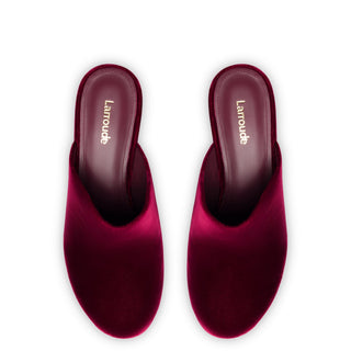 Mule Clog Plataforma Miso Veludo Vinho