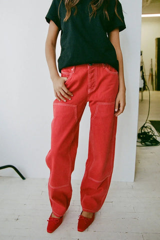 Larroudé x Parke: Mule Cetim Vermelho Mule Larroudé x Parke
