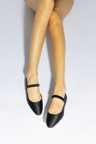 Larroudé By Nicolò B.: Sapatilha Maria Cetim Preto Ballerina Larroudé x Nicolò Beretta