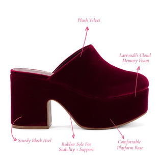 Mule Clog Plataforma Miso Veludo Vinho