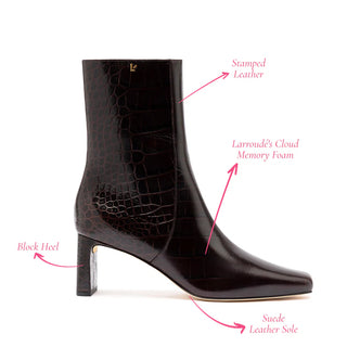 Bota Alexis Couro Croco Marrom