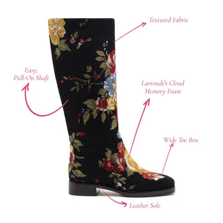 Larroudé x Markarian: Bota Lã Preto e Bordado Floral