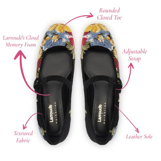 Larroudé x Markarian: Sapatilha Lã Preto Floral