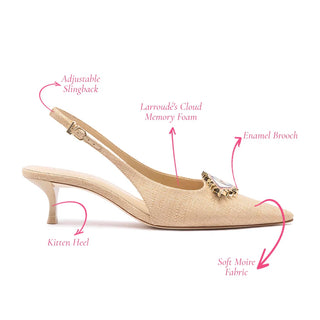 Larroudé x Libertine: Slingback Eye Ráfia Bege