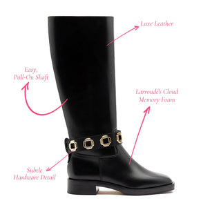 Bota Flat Milan Couro Preto