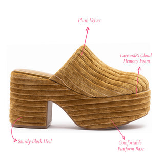 Mule Clog Plataforma Miso Veludo Caramelo