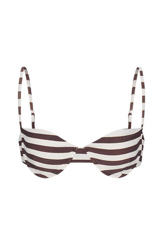 Balconette Underwire Bikini Top in Espresso Even Stripes