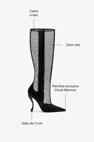 Larroudé By Nicolò B.: Bota Zuzu Cetim e Tela Preto Boot Larroudé x Nicolò Beretta