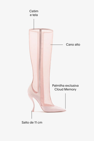 Larroudé By Nicolò B.: Bota Zuzu Cetim e Tela Rosa Boot Larroudé x Nicolò Beretta