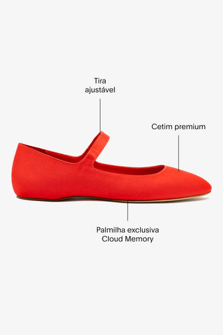 Larroudé By Nicolò B.: Sapatilha Maria Cetim Vermelho Ballerina Larroudé x Nicolò Beretta