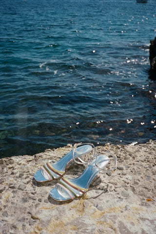 Larroudé x Ciao Lucia: Sandália Anabela Daiana Couro Prateado Sandal Larroudé x Ciao Lucia