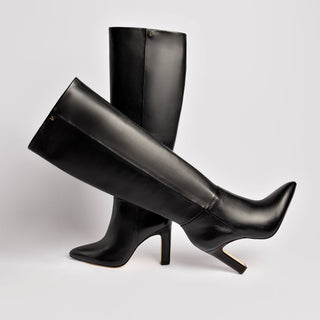 Bota Cindy Hi Couro Preto