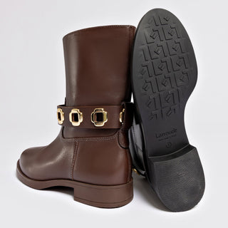 Bota Flat Milan Couro Impermeável Preto