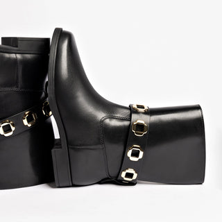 Bota Flat Milan Couro Impermeável Preto