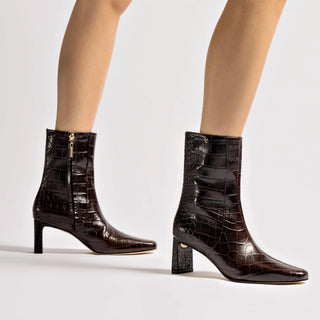 Bota Alexis Couro Croco Marrom