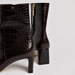 Bota Alexis Couro Croco Marrom