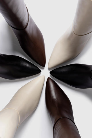 Bota Kate Mid Couro Marrom Boot Larroudé