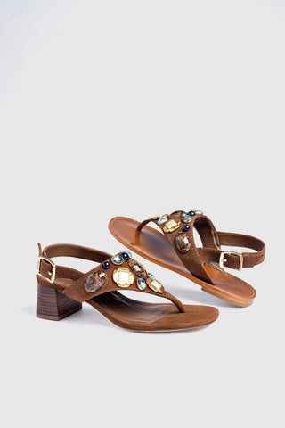 Sandália Talitha Block Camurça Marrom Sandal Larroudé