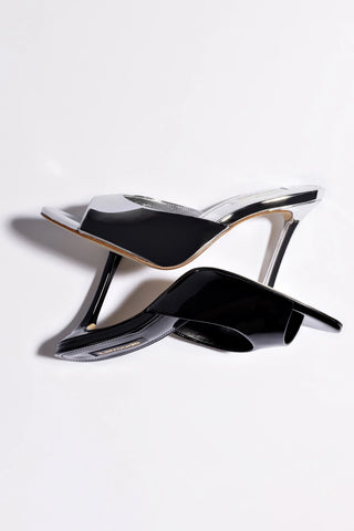 Mule Jasmine Hi Couro Verniz Preto Sandal Larroudé