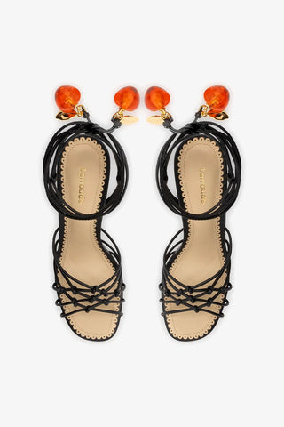 Sandalia Carmen Couro Preto Sandal Larroudé