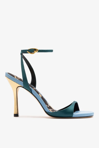 Sandália Freya Cetim Azul Sandal Larroudé