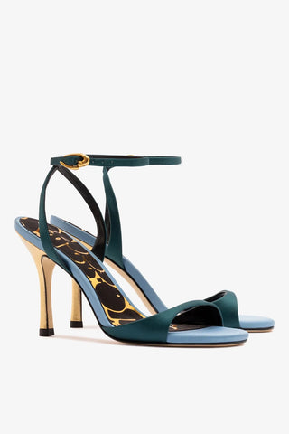 Sandália Freya Cetim Azul Sandal Larroudé