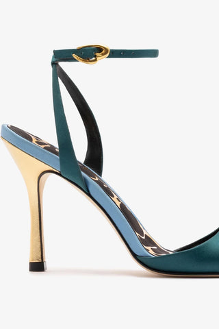 Sandália Freya Cetim Azul Sandal Larroudé