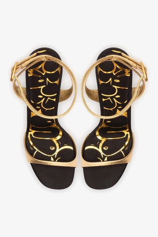 Sandália Freya Couro Dourado Sandal Larroudé