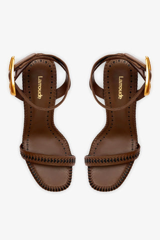 Sandália Verona Couro Marrom Sandal Larroudé