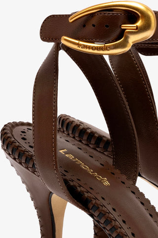 Sandália Verona Couro Marrom Sandal Larroudé