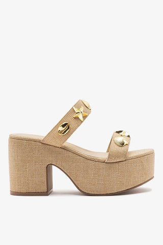 Mule Plataforma Madison Ráfia Bege Sandal Larroudé