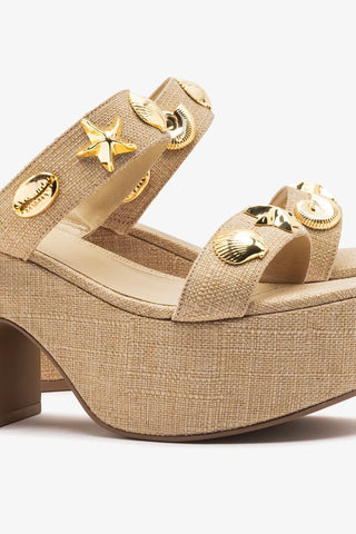 Mule Plataforma Madison Ráfia Bege Sandal Larroudé