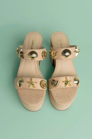 Mule Plataforma Madison Ráfia Bege Sandal Larroudé