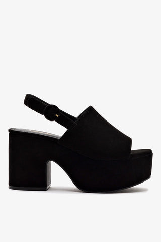 Sandália Plataforma Miso Camurça Preto Sandal Larroudé