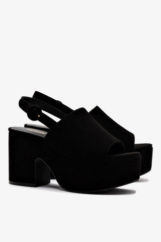 Sandália Plataforma Miso Camurça Preto Sandal Larroudé