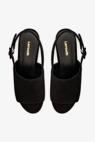 Sandália Plataforma Miso Camurça Preto Sandal Larroudé