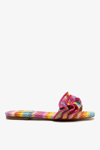 Flat Ivy Ráfia Multicor e Babados Flat Larroudé
