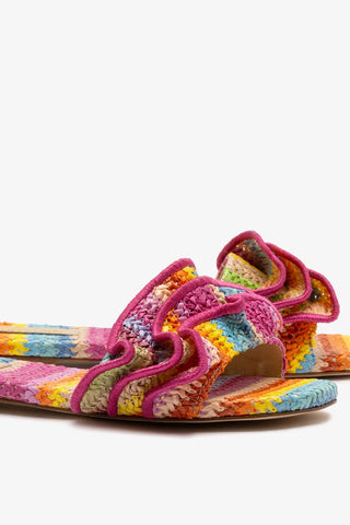 Flat Ivy Ráfia Multicor e Babados Flat Larroudé