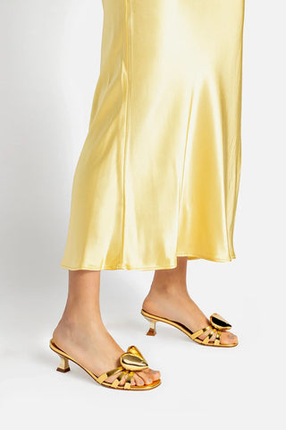 Mule Amore Espelhado Dourado Sandal Larroudé