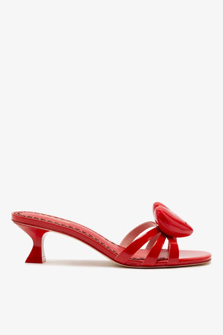 Mule Amore Couro Verniz Vermelho Sandal Larroudé