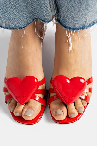 Mule Amore Couro Verniz Vermelho Sandal Larroudé