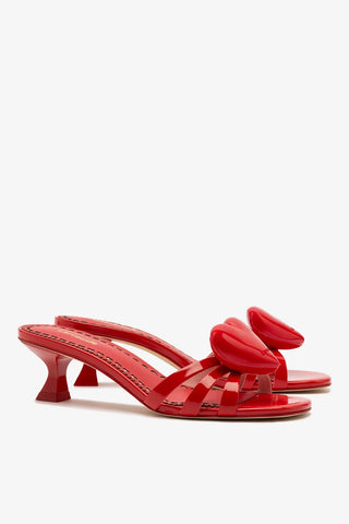 Mule Amore Couro Verniz Vermelho Sandal Larroudé